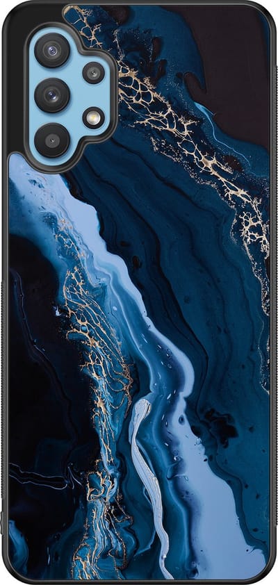 Leuke Telefoonhoesjes - Hoesje geschikt voor Samsung Galaxy A32 5G - Marmer kobaltblauw - Backcover zwart - Marmer - Blauw