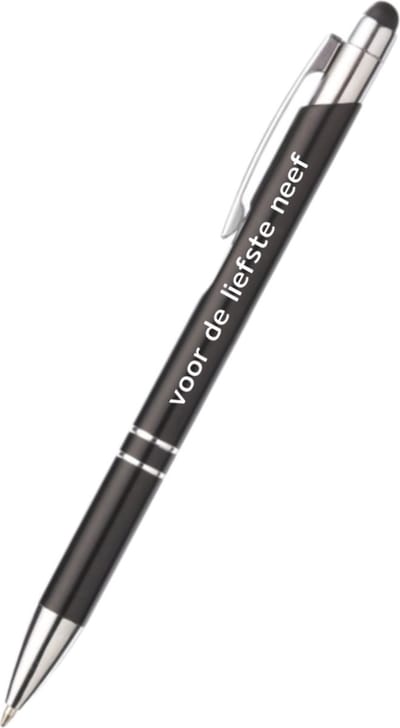 Akyol - voor de liefste neef pen - zwart - gegraveerd - Pennen neef - familie - pen met tekst cadeau - neef cadeautje - verjaardag cadeau - bedankje - familie cadeau - met soft touch