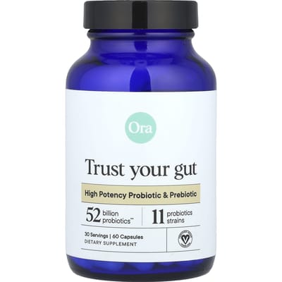 Ora, Intestins Fiables, Probiotiques et Prébiotiques Haute Puissance, 60 Capsules