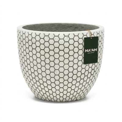 MA'AM Pottery Mila bloempot D24xH20 - wit - Moderne witte sierpot honingraat - Scandinavisch hexagon design - Buiten / Binnen