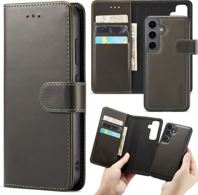Casemania Hoesje Geschikt voor Samsung Galaxy S24 - Emerald Green - 2 in 1 Magnetische Leren Book Case - Uitneembare Portemonnee Hoes met Kaartvakken voor Telefoon