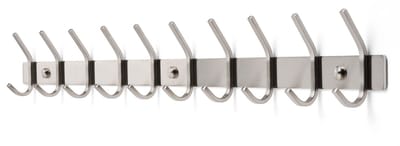 TOJ 20 Haaks Wandkapstok – 78cm - Muur / Wand Kapstok - Hangende Design Muurkapstok - Handdoekrek - RVS - Zilver