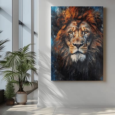 Canvas Schilderij - Wilde Dieren - Leeuw - Portret - 60x40x2 cm