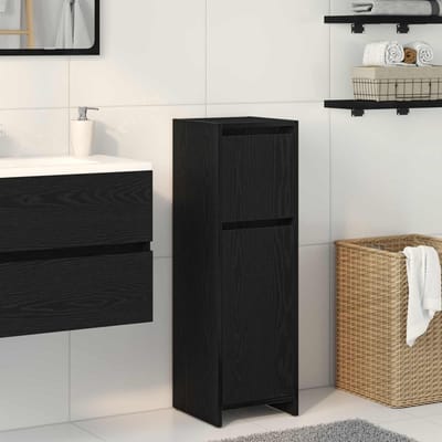 vidaXL - Badkamerkast - Zwart - Eiken - 30 - x - 30 - x - 95 - cm - Bewerkt - hout