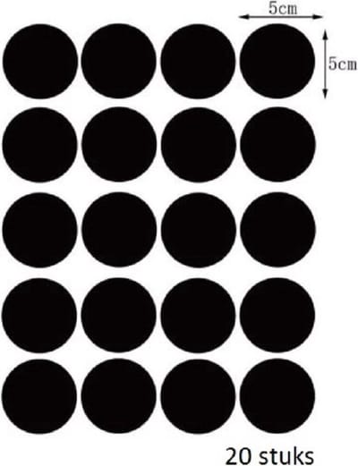 Jumada's - Universele Muurstickers - Stippen - Dots - Rondjes - Wanddecoratie - Zwart - 5 cm diameter - Set van 20 stuks