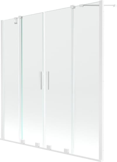Mexen Velar Duo badwand 2-delige schuifbare 150 x 150 , transparant, wit - 896-150-000-02-20