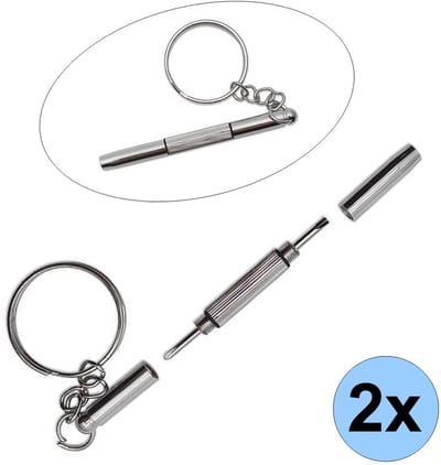 2x Bril Schroevendraaier - Sleutelhanger schroevendraaier - Schroevendraaier Set - Kruiskop - Platkop - Telefoon Reparatie - Dopsleutel - Reparatie Set - Zonnebril - Sleutelhanger