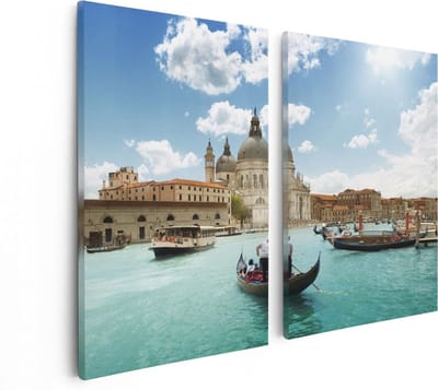 Artaza Canvas Schilderij Tweeluik Basiliek San Marco in Venetië op het Water - 80x60 - Foto Op Canvas - Canvas Print