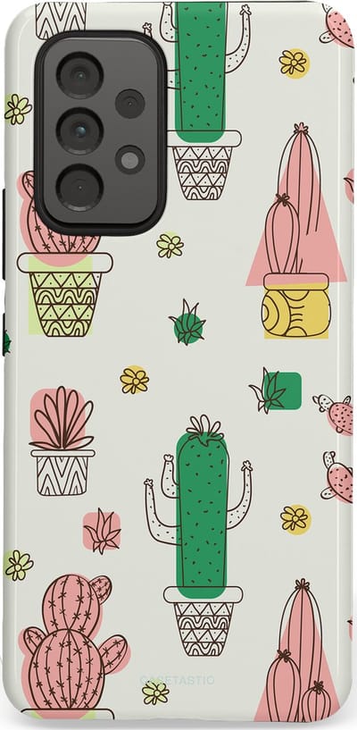 Casetastic Hoesje Geschikt voor Samsung A53 - Stijlvolle Beschermende Duo-layer Case - Vrolijke cactus