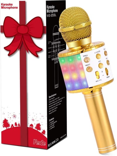 Fede Karaoke-microfoon, draadloze bluetooth-microfoon voor kinderen, grappig cadeau, speelgoed voor tieners, meisjes en jongens, draagbare karaoke luidspreker, recorder voor smartphone, pc
