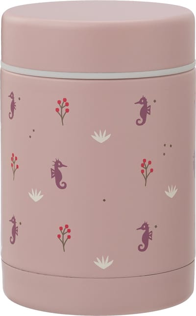 Fresk Thermos Lunchbox 300 ml - RVS Voedselcontainer – BPA-vrij – Lekvrije dop – Thermosbeker – Food Jar tot 6 Uur Warm – Lunchpot - Roze - Seahorse
