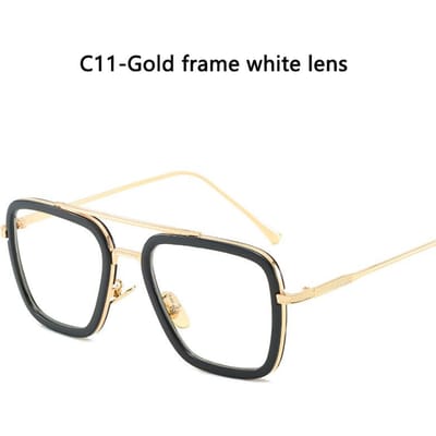 Rechthoekig Heren Edith Zonnebril Bril Klassiek Tony Stark Zilver Duurzaam Metaal Metalen Brilmontuur Montuur Blauwe Lens Bril Trendy Dames SHOW AS PICTURE