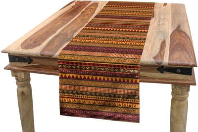 ABAKUHAUS Afrikaanse tafelrunner – 40x180 cm – Multi Mosterd/Bruin, machinewasbaar