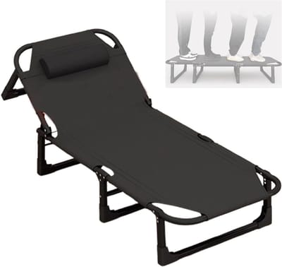 Opvouwbaar Strandbed - Ligstoel met wieltjes - Ontspannen Buiten - Verstelbaar in 4 standen - 190x68x28cm - Grijs