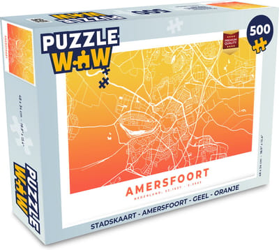 Puzzel Stadskaart - Amersfoort - Geel - Oranje - Legpuzzel - Puzzel 500 stukjes - Plattegrond
