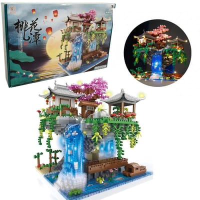 COIL Bouwstenen Waterval Tempel – 2706 onderdelen - Decoratieve Bouwset met LED Verlichting – Japanse Stijl Landschap – Creatieve Bouwset voor Kinderen en Volwassenen - vanaf 6 jaar