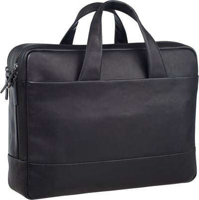 LEONHARD HEYDEN Leren business tas laptoptas met laptopvak Hamburg RV-Aktenmappe 2 Fächer 7071 Schwarz zwart