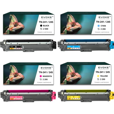Evoke Compatibele Toner voor Brother Tn-241 Tn241 + Tn-245 Tn245 4X Cmyk:Tn241Bk Zwart+Tn245C Cyaan+Tn245M Magenta+Tn245Y Geel 9100 Pagina's Hl-3140Cw 3150Cdw 3170Cdw; Dcp-9015Cdw 9020Cdw; Mfc-9140Cdn