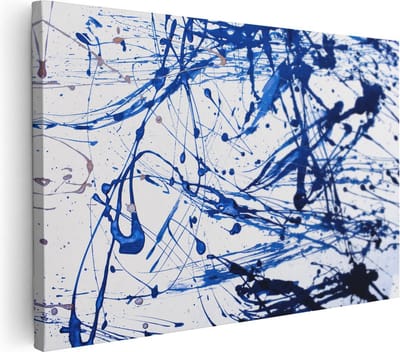 Artaza Canvas Schilderij Abstract - 90x60 cm - Wanddecoratie Blauw - Muurdecoratie Modern - Schilderijen Op Canvas