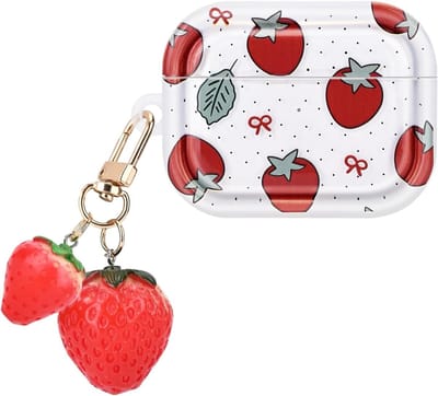 Ultra-dunne silicone hoes voor AirPods Pro 2 met schattig aardbeienpatroon, schokbestendig en anti-stof, ideaal voor vrouwen
