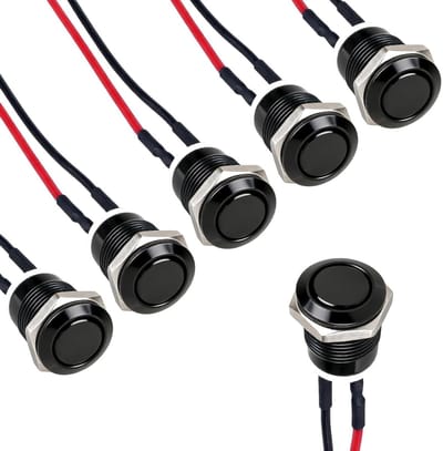 Drukknop Schakelaars - Momentane Knoppen - Elektrische Projecten - Voorbedraad & Waterdicht - 12 mm - Metaal