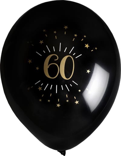 Santex verjaardag leeftijd ballonnen 60 jaar - 8x stuks - zwart/goud - 23 cm - Feestartikelen