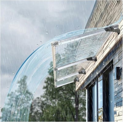 Regenbescherming Deur - Buitendeur Overkapping - Weer Beschermen - Efficiënte Waterafvoer - 45x60cm - Transparant Wit