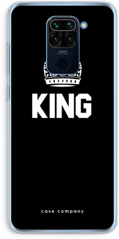Case Company® - Hoesje geschikt voor Xiaomi Redmi Note 9 hoesje - King zwart - Soft Cover Telefoonhoesje - Bescherming aan alle Kanten en Schermrand