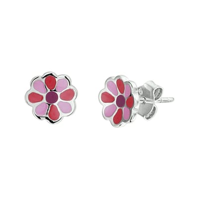 The Kids Jewelry Collection Oorknoppen Bloem - Zilver Gerhodineerd