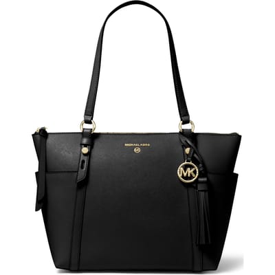 Michael Kors Medium Leather Top Zip Bucket Messenger Bag In Black Maat: OS | Handtassen Outlet | Dames | Zwart