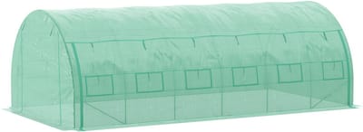 Killogood Foliekas polytunnel 6 x 3 x 2 m toegankelijke kas met oprolbare afdekkingen folietunnel broeikas UV-bescherming stalen buis groen