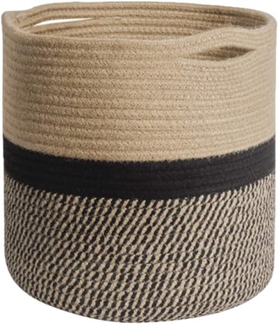 Woven Opbergmand van Natuurlijk Katoen, Vouwbare Mand voor Speelgoed, Dekens en Kleding, 28 x 28 cm