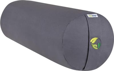 Ecoyogi Yogabolster Eco Katoen Grijs - 60 x 20 cm (Lengte x Diameter) – 4 KG – Wasbare Buitenhoes – Aanpasbare Boekweit Vulling - 100% Gecertificeerd Biologisch Katoen - GOTS Gecertificeerd - Duurzame Yoga bolster – Yoga rol