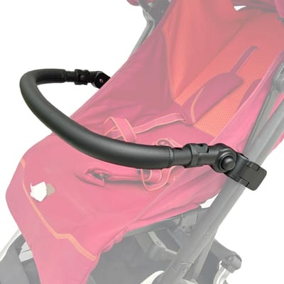 Kinderwagen Bumper Bar - Veiligheidsbeugel - Comfortabel Reizen - Verstelbare PU Leer - 43 cm - Zwart