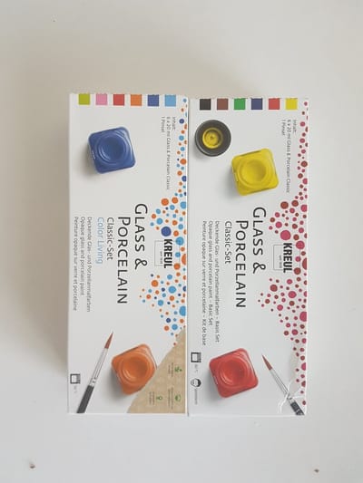 Kreul - Glas en Porseleinverf - Classic set en Color Living - 12 x 20 ml met penseel