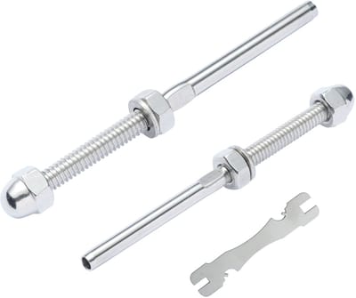 51-Delige Set Kabel Geleiderailing Draadklem Met Gewinde Pin Spanningseindstuk voor 3.2 mm Terras Kabel Geleiderailing, T316 Roestvrijstalen Spanner voor Houten/Metalen Paal, Zilver
