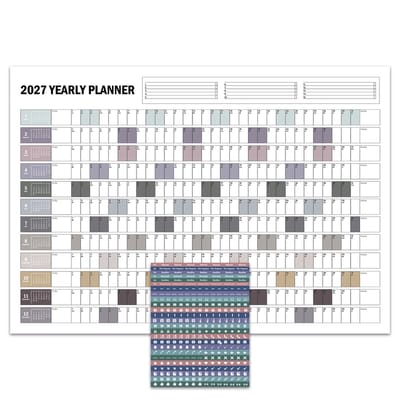 Huurdies Jaarplanner 2027 – Inclusief Planningsstickers & Ophangstickers – 115 g/m² Blueback – Morandi