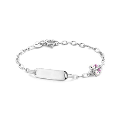 Zilver Gerhodineerd Graveerarmband Vlinder Plaat 5,0 Mm 11 + 2 Cm 1336379