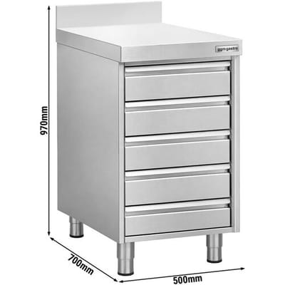 GGM Gastro Schubladenschrank mit 5 Schubladen für Teigbällchen & Aufkantung - 500x700mm