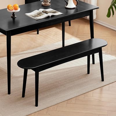Massief Houten Bankje - Zitbankje Halbankje - Schoenen Wisselen - Glad Oppervlak Afgeronde Hoeken - 100cm Lengte - Zwart