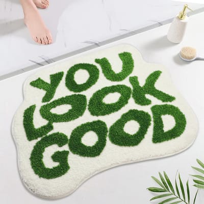 Absorberende Antislip Badmat 64 x 54 cm Grappig Groen - Machinewasbaar Decoratie voor Badkamer Slaapkamer Keuken