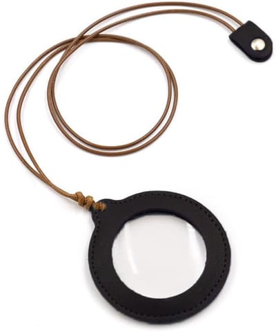 Leesloep - Hangende loep - Handloep - Vergrootglas - 3x vergroting - Leer - 7,2 x 1,8 x 1,5 cm - Geschikt voor haken, kralenwerk, borduren, handwerk, lezen, kunst, houtbewerking of computerschermen - Zwart