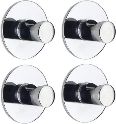 Tendance Plakhaakje rond - 4x stuks - Diameter 4 cm - Zelfklevende ophang haakjes - zink - zilver - keuken/badkamer haken