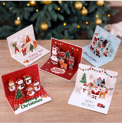 De Millennials Unieke 3D Kerstkaarten met Enveloppen Set van 5 (gratis DM sealing stickers)- Kerstkaarten - cadeautjes en uniekeverrassingen - kado - Kerst tips- kerst Leuke Wenskaarten Versturen - Ansichtkaarten Kerst 2022 - 17.5cm x 11.5cm