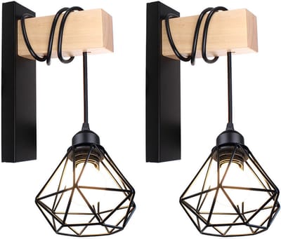 2 Stuks Wandlamp Industrieel E27 Muurlamp Slaapkamer Verstelbaar Binnenwandlamp Zwart
