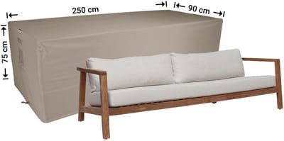 Raffles Covers Loungebank hoes - 250 x 90 H: 75 cm - RLB250small - Waterdicht - Ademend - UV-bestendig - Elastisch rijgkoord - Beschermhoes tuinmeubelen