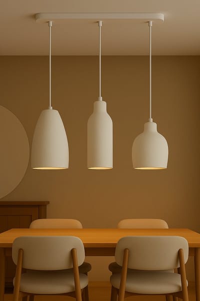YBR Goods - Hanglamp - Plafondlamp set - driedelige hanglamp - Japanse hanglamp - Wabi Sabi - Woonkamer lamp - Slaapkamer lamp - Eetkamer lamp - verticale base