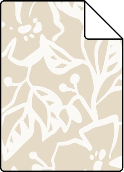 Proefstaal ESTAhome behang bladeren en bloemen lichtbeige - 26.5 x 21 cm - 131371-S