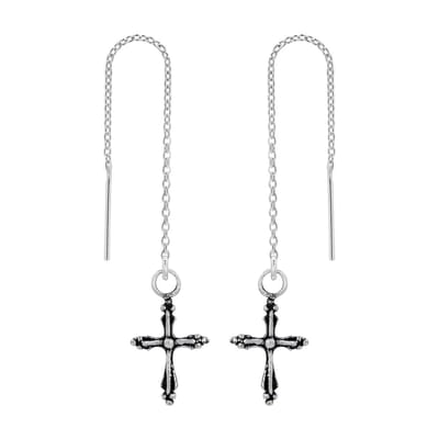 WeLoveSilver - zilveren doortrek oorbellen - ketting met kruisje