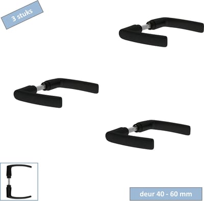Starx Deurkrukken Blok – Set van 3 – Matzwart Aluminium Deurklinken – Zonder Rozet – Voor Binnendeuren 40-60 mm